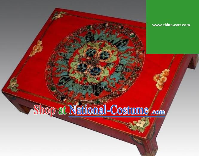 Chinese Lucky Red Coloured Drawing Desk