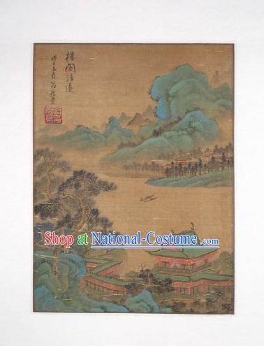 Traditional Chinese Painting by En Shoucang-Pavilion View