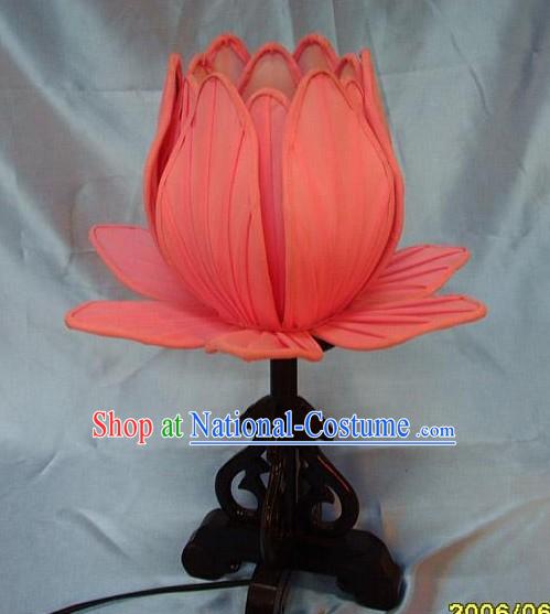 Hand Made Antique Style Silk Lotus Lantern _red_