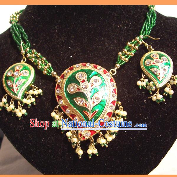 Indian Fashion Jewelry Suit-Green Phoenix Feather