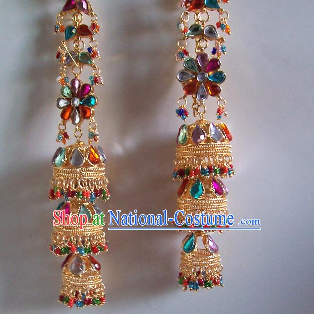Indian Classical Long Three Layers Jewelry Earrings