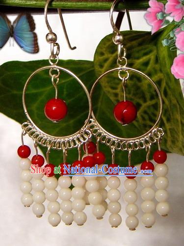 Indian Bohemia Fashion Coral Shell Earrings-Red and White Beauty