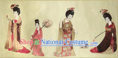 Chinese Bian Liang Embroidery Handicraft-Beauty Picking Fowers