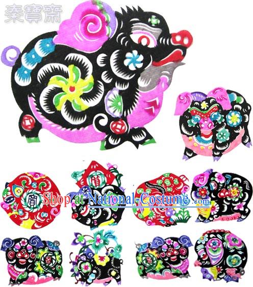 Chinese Paper Cuts-Lucky Pigs_10 pieces set_