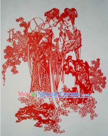 Chinese Paper Cuts Classics-Beautiful Ancient Women with Fan