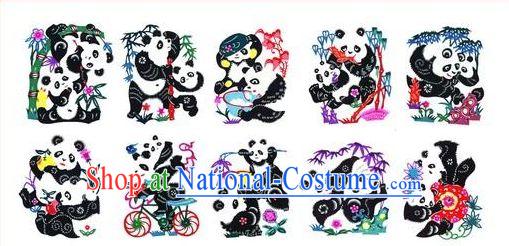 Chinese Paper Cuts Classics-Lovely Pandas _10 pieces set_