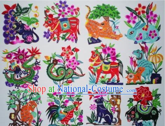 Chinese Paper Cuts Classics-The Animals of Chinese Birth Year_12 pieces set_