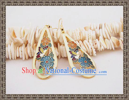 Chinese Ancient Mandarin Style Cloisonne Earrings-Memory