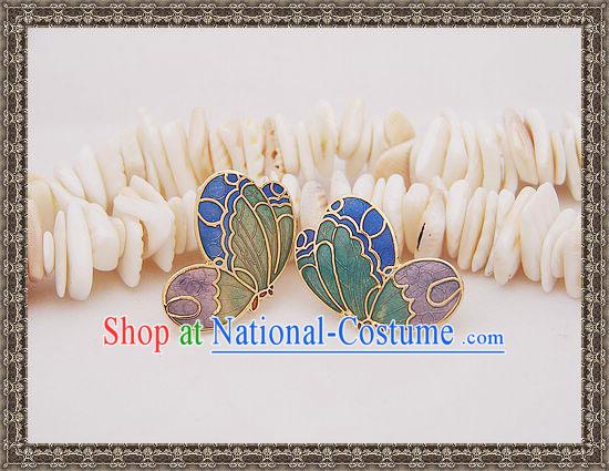 Chinese Classic Cloisonne Ear Studs-Butterfly Dream