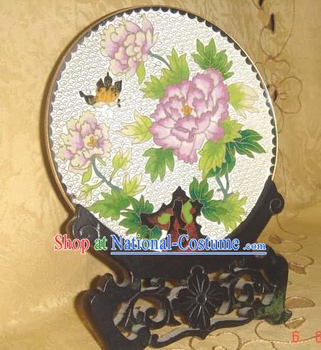 Chinese Butterfly and Peony Cloisonne Plate