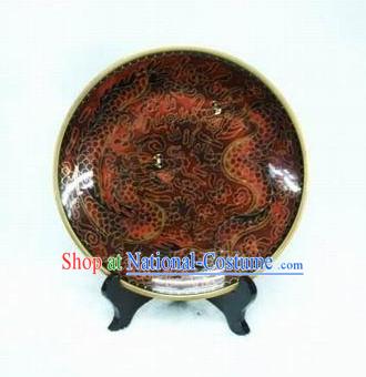 Chinese Ancient Style Dragon Pair Closionne Plate