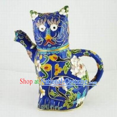 Chinese Traditional Closionne Kettle-Attracting Money Cat