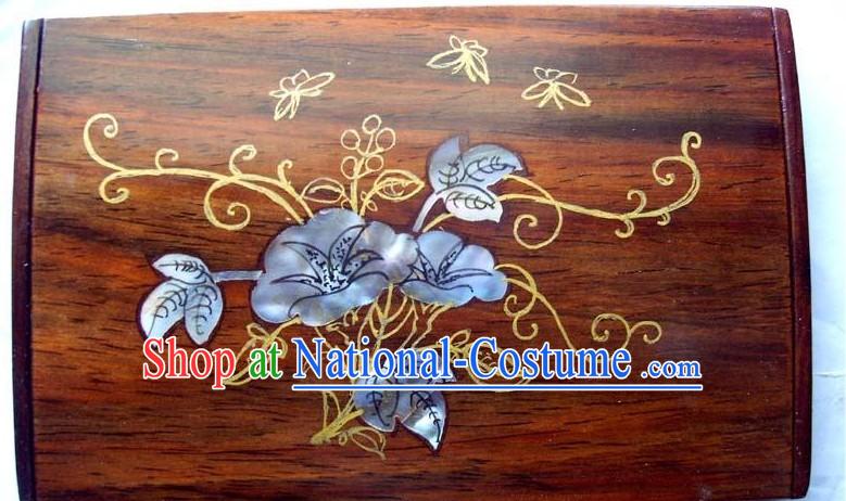 Chinese Hand Carved Natural Rose Wood Cardcase-Morning Glory