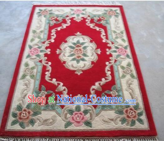 Art Decoration Chinese 100_ Wool Hand Embroidered Rug _152_198CM_