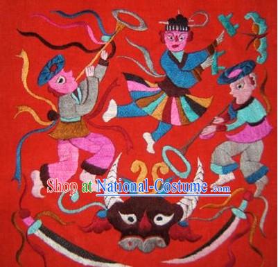 Chinese Miao Minority Silk Thread Hand Embroidery Art-Celebrating Harvest