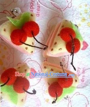 Cute Hand Made Velvet Pendant Cherry Cake