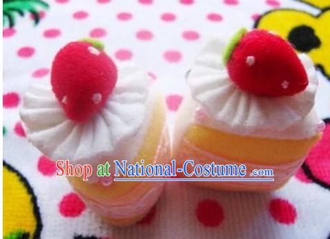 Cute Hand Made Velvet Pendant Strawberry Cake