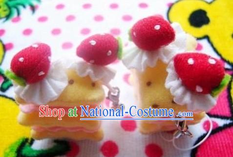 Cute Hand Made Velvet Pendant Strawberry Cake 1