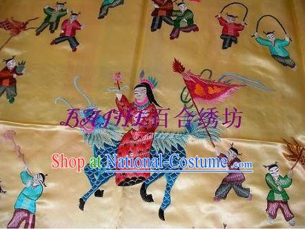 Chinese Hand Embroidery Bedcover-Hundreds of Children