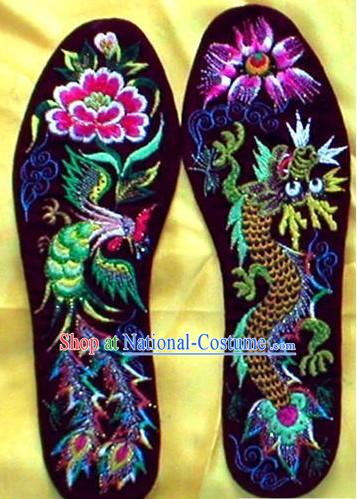 Chinese Hand Embroidery Insole-Dragon and Phoenix Love