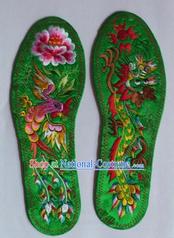 Chinese Hand Embroidery Insole-Dragon and Phoenix Love 1