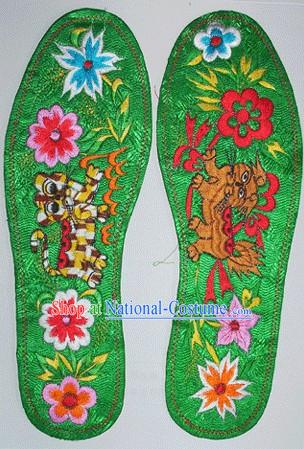 Chinese Hand Embroidery Insole-Dragon and Phoenix Love 2