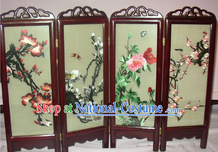 Chinese Embroidery Folding Screen Handicraft-Four Seaons