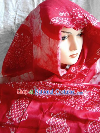 Indian Stunning Red Cotton Shawl