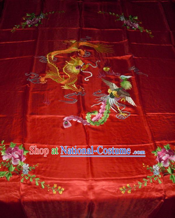 Chinese Hand Embroidery Bedcover-Dragon and Phoenix