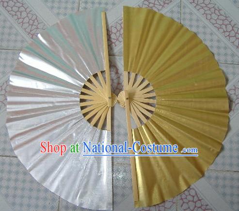 Golden and Silver Tai Chi Fans Pair