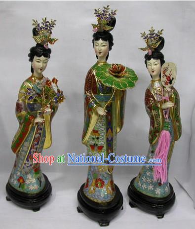 Chinese Cloisonne and Jade Ancient Lady