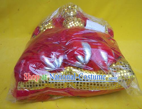 Top Quality Red Long Wool Gold Sequins Lion Dance Body Costumes Pants Claws