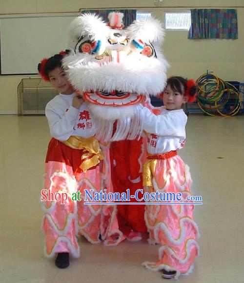 Luminous Competition and Parade Long Wool Kids Lion Dance Costumes Complete Set