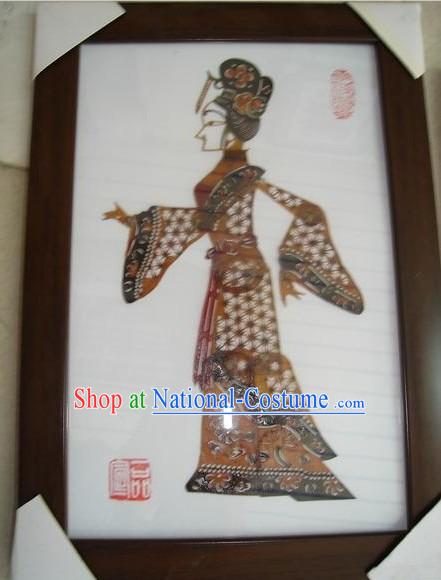 Large Traditional Chinese Hand Carved Shadow Play - Hard Working Ancient Lady