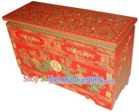 Chinese Gorgeous Lucky Red Wood Cabinet