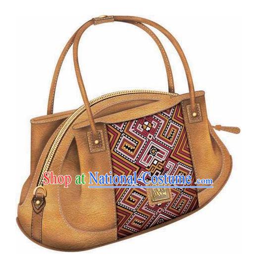 Hand Made and Embroidered Chinese Miao Minority Handbag for Women - Desert