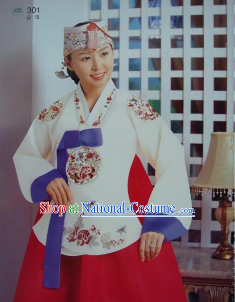 Gorgeous Embroidered Flower Korean Hanbok Complete Set for Women