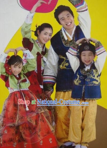 Korean Traditional Handmade Hanbok for Four Members Family _4 sets_