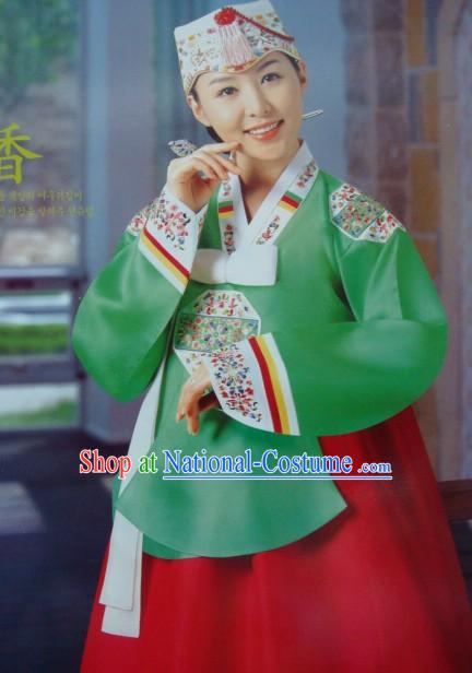 Korean Classic 100_ Handmade Hanbok and Embroidered for Women _green_