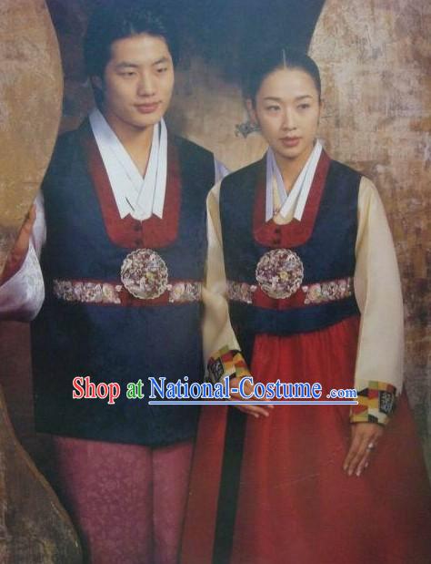 Korean 100_ Handmade Korean Hanbok for Couple-Blue Lovers