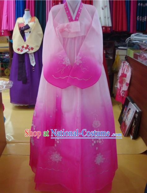 Korean Traditional Handmade Romantic Pink Hanbok for Women