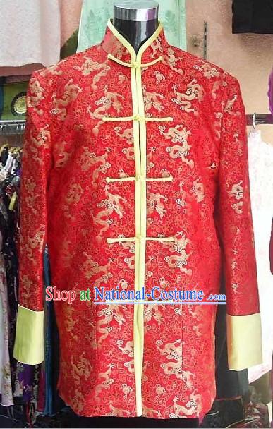 Chinese Lucky Red Dragon Mandarin Blouse