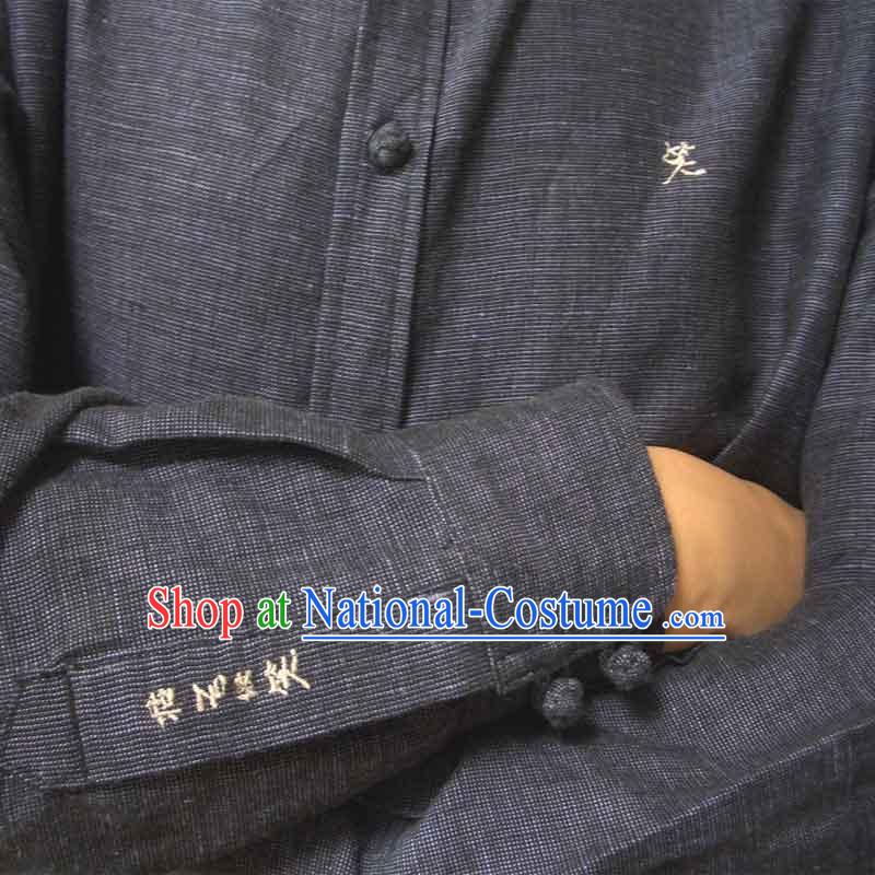 Chinese Mandarin Handmade Flax Blouse for Men