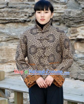 Chinese Traditional Mandarin Ancient Style Cotton Overcoat for Women