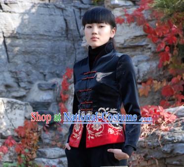 Chinese Made to Order Red Flower Cheongsam Style Blouse