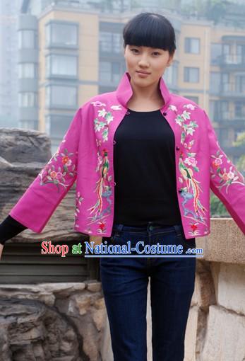 Chinese Made to Order Large Pink Flower Qipao Style Blouse