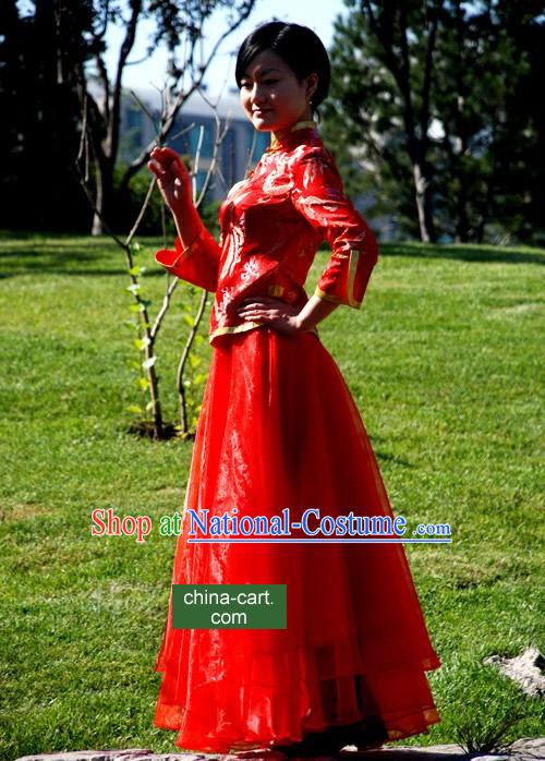 Chinese Classical Lucky Red Handmade Wedding Dress for Women