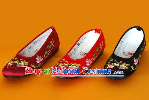 Chinese Traditional Handmade Embroidered Satin Shoes _mandarin duck_