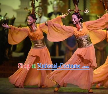 Chinese Ancient Han Dynasty Palace Dance Costumes Complete Set