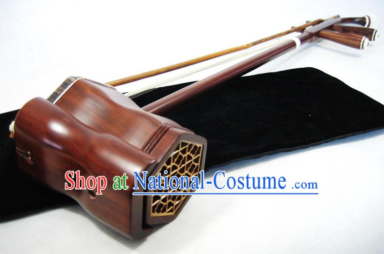 Traditional Snakeskin and Rosewood Two-stringed Chinese Fiddle Complete Set